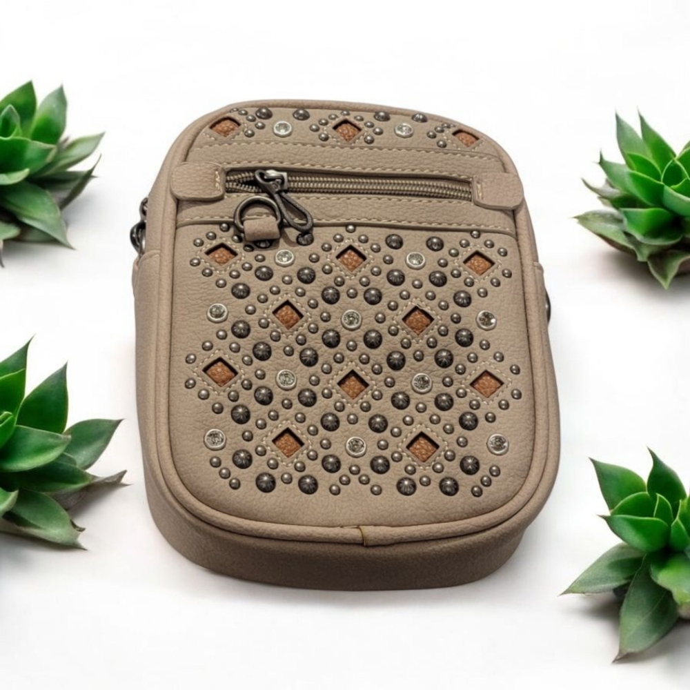 Studded Tan Crossbody Bag